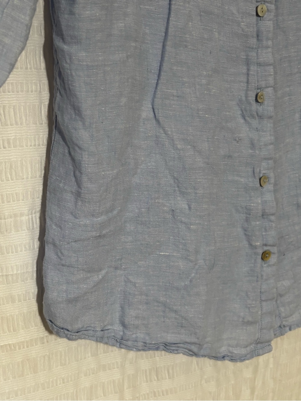 Sigrid Olsen Sky Blue 100% Linen Shirt Sz Small - Picture 5 of 9
